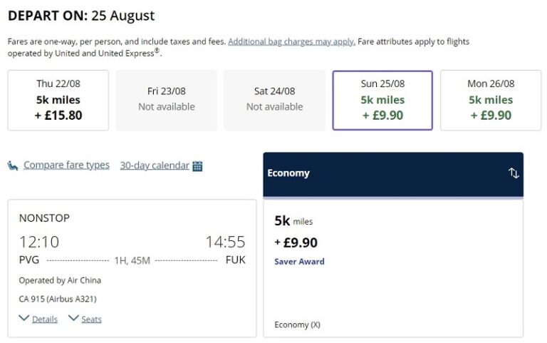 United price drop: intra-Asia flights for 5k miles